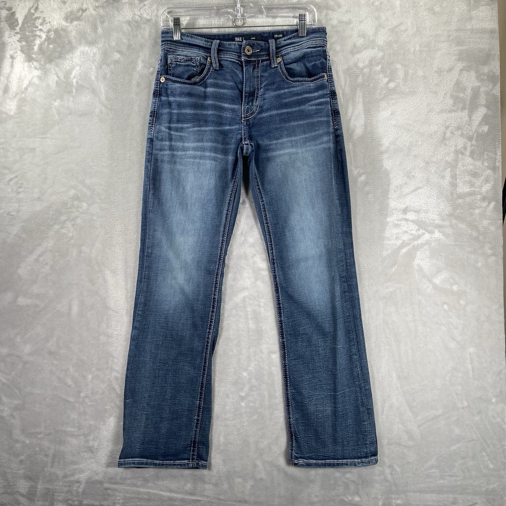 BKE Jeans men's 29x29 Jake Straight Blue Stretch Denim Fading Buckle Western